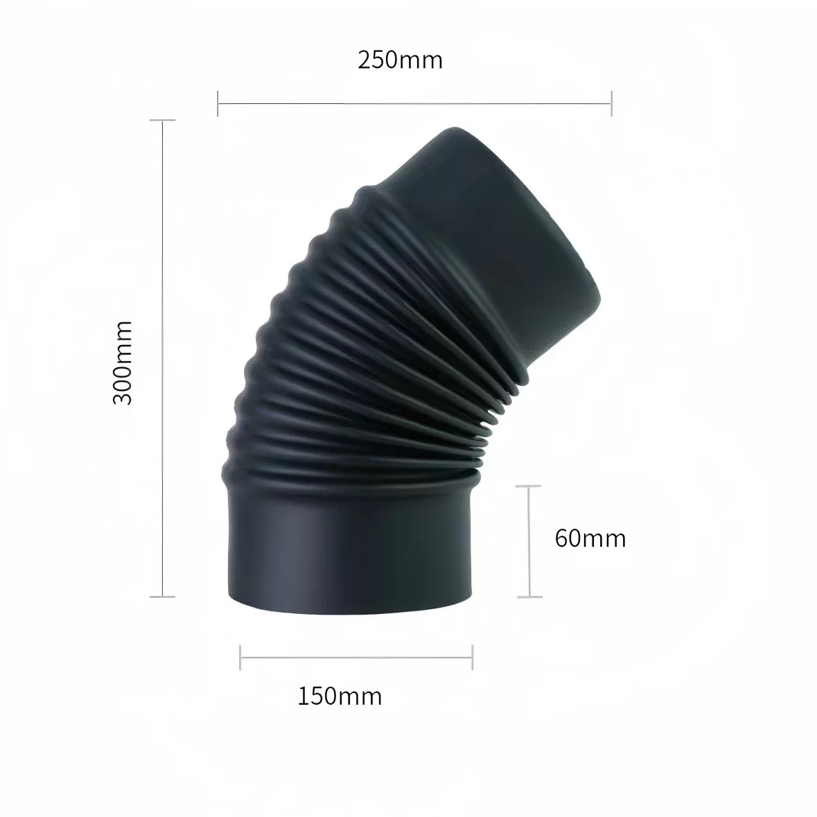 135-degree flue elbow for wall-penetrating installations