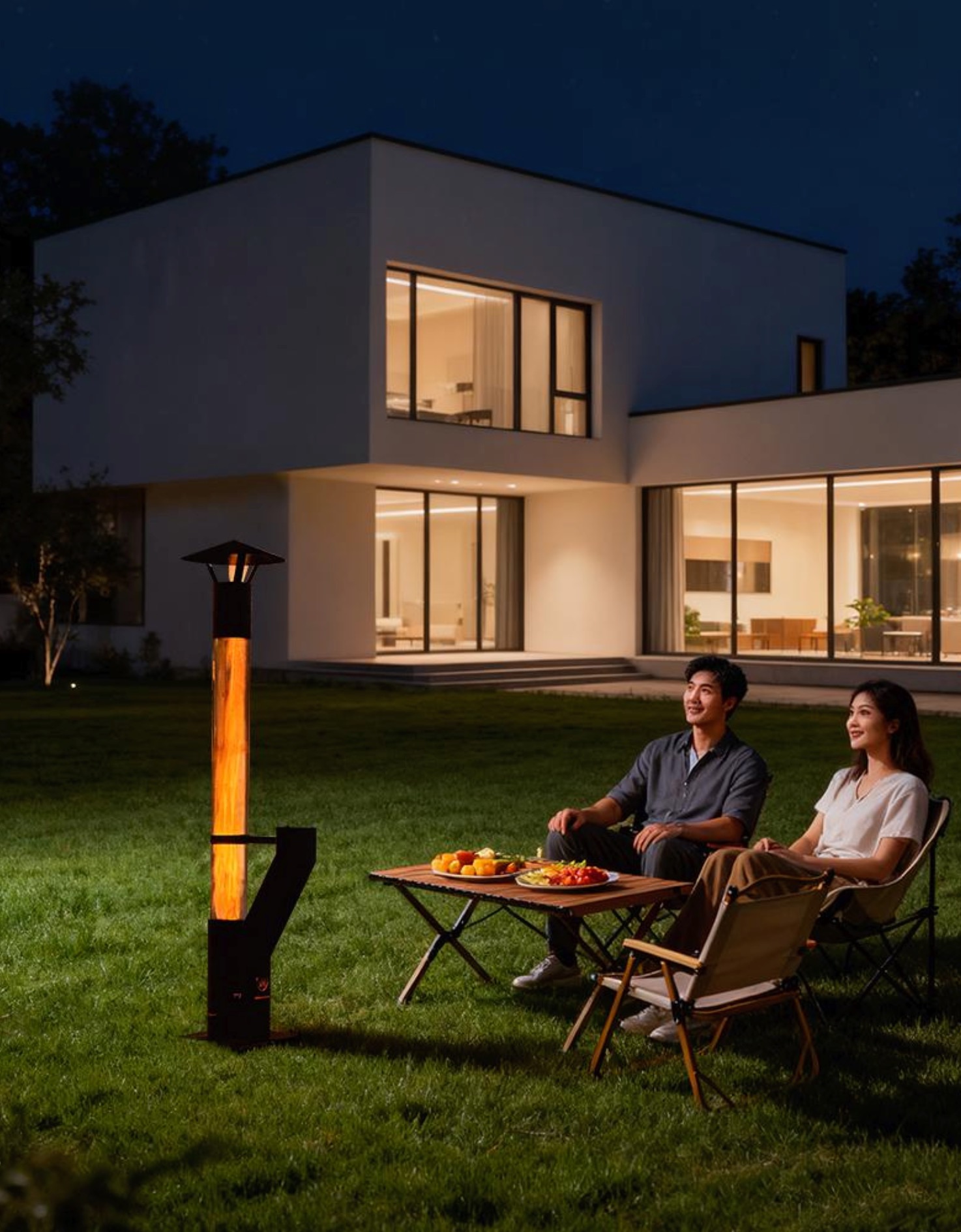 Y10 pellet torch outdoor flame tower with glass flue