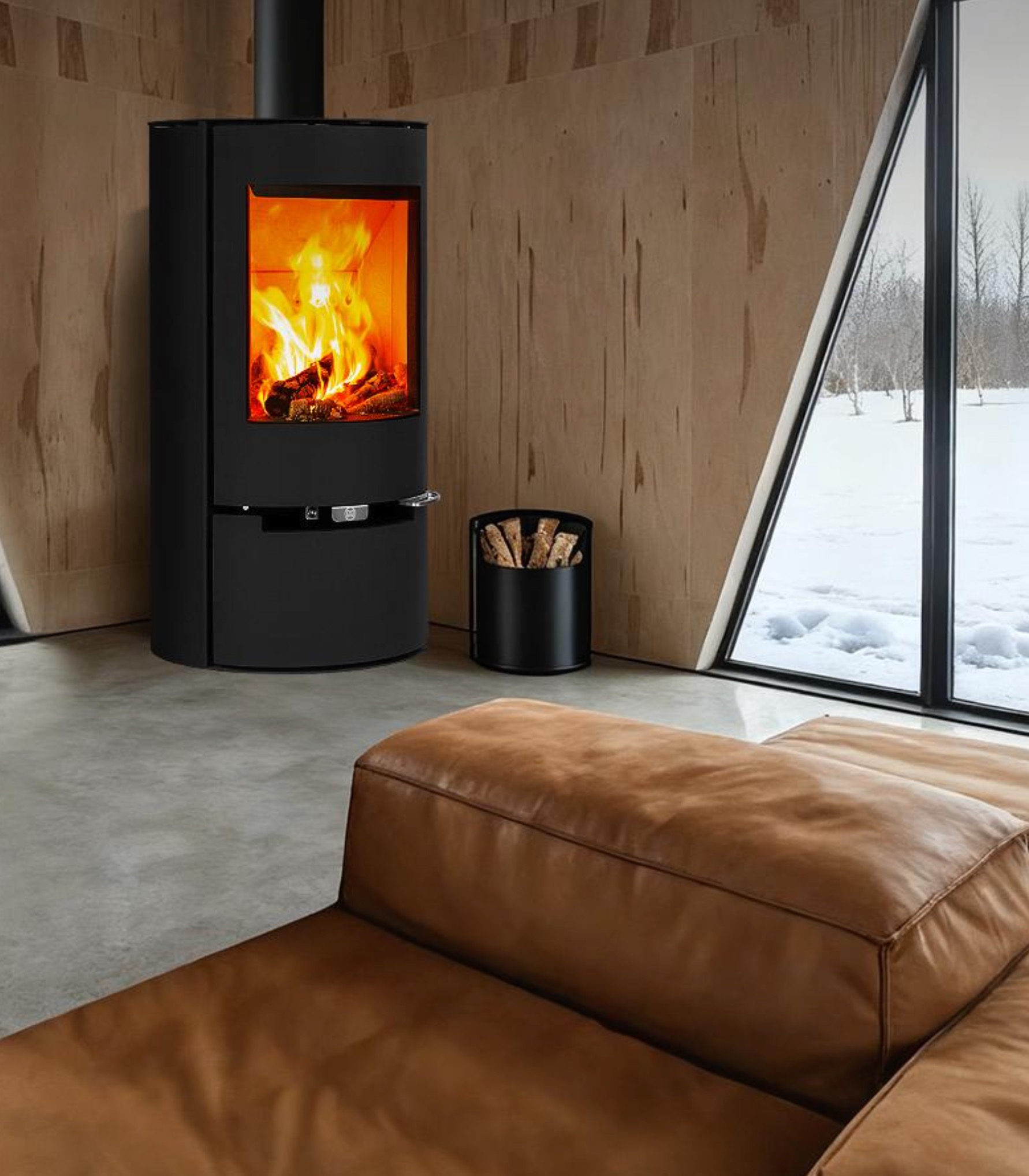 H50S slim cylinder wood burning stove